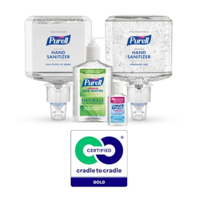 PURELL hand sanitizers certified gold by Cradle to Cradle Products Program